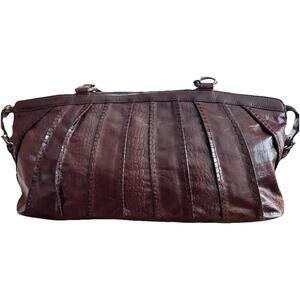 Hobo International Handbag Burgandy Crocodile Reptile Embossed Top Handle